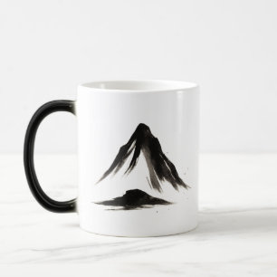 Quiet Mountain – Ink Brush Landscape on Badge Magic Mug