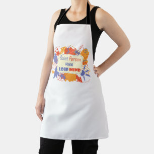 Quiet Person With Loud Mind blue yellow Apron