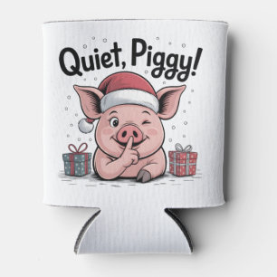 Quiet Piggy Christmas Santa hat Democratic  Can Cooler