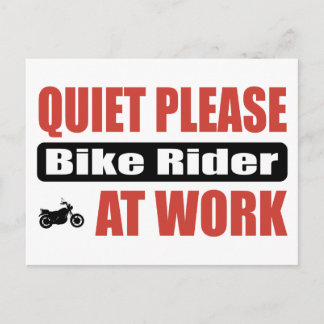 Quiet Please Bike Rider At Work Postcard