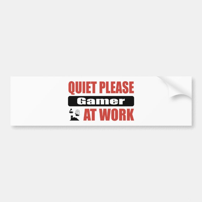 Quiet Please Gamer At Work Bumper Sticker (Front)