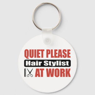 Quiet Please Hair Stylist At Work Keychain