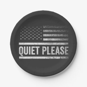 Quiet Please Trump Harris Debate President  Paper Plate