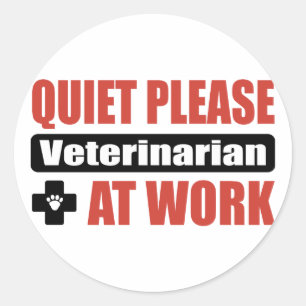 Quiet Please Veterinarian At Work Classic Round Sticker