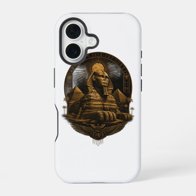 Quiet Power | Great Sphinx Egypt Design iPhone 16 Case (Back)