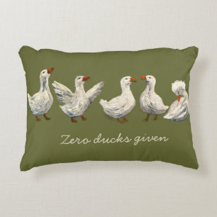 Quiet Quack: White Duck Starry Night Goose Accent Pillow