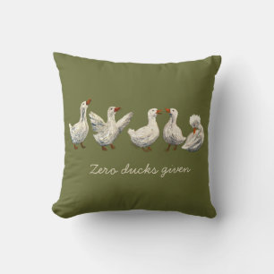 Quiet Quack: White Duck Starry Night Goose Throw Pillow
