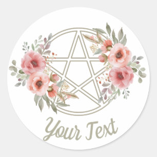 Quiet Sage Floral Pentacle Classic Round Sticker