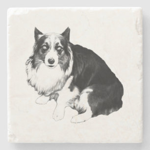 Quiet Table, Calm Corgi Stone Coaster