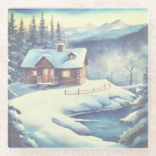 Quiet time in the woods glass coaster