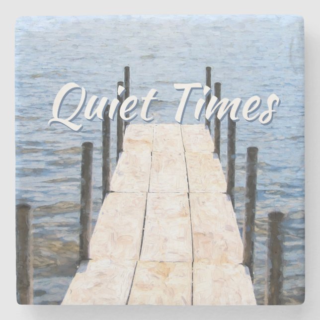 Quiet Times by the Dock at the Lake Stone Coaster (Front)