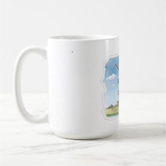 Quiet Windmill in the Fields – Soft Watercolor Lan Coffee Mug