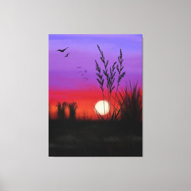 Quietly Canvas Print Lake Sunset - Watercolor (Front)