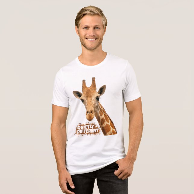 Quietly Different Giraffe - Giraffe Art Tri-Blend Shirt (Front Full)