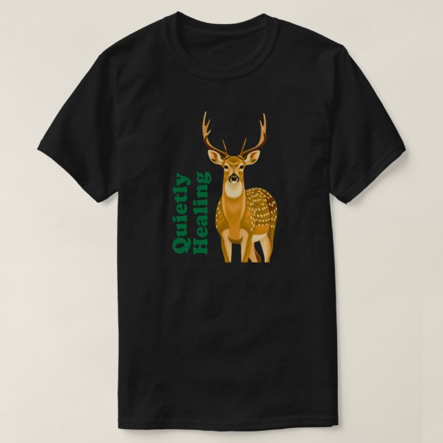 Quietly Healing Minimal Deer Mental Health T-Shirt (Design Front)