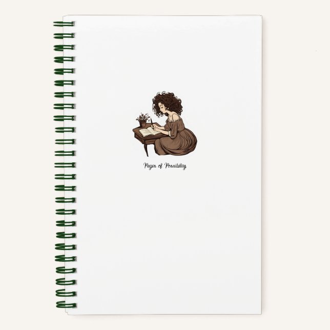 Quill and Curls: Pages of Possibility Notebook (Front)