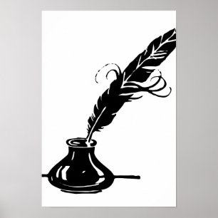 Quill and Ink Bottle Poster