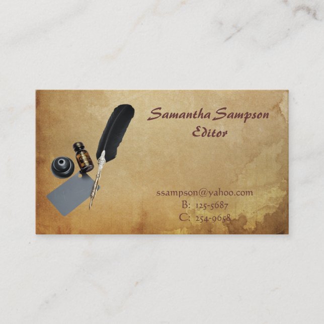 Quill and Ink Business Card (Front)