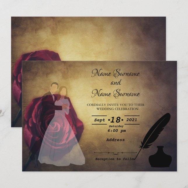 Quill and inkwell invitation (Front/Back)