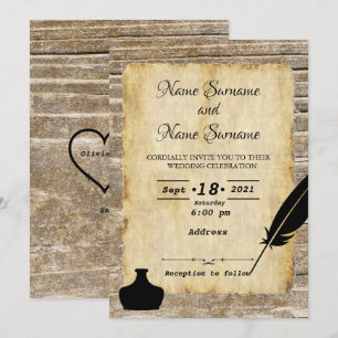 Quill and inkwell invitation