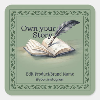 Quill Book Own Your Story Square Envelope Sticker