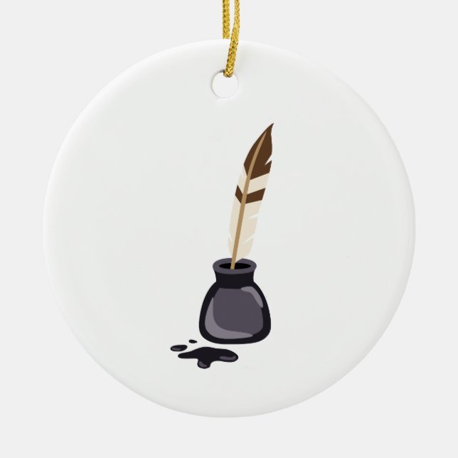 Quill Pen Ceramic Ornament (Front)