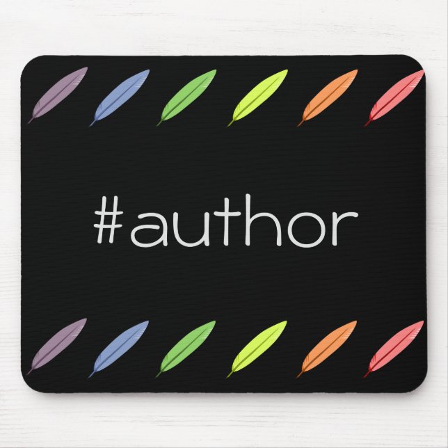 Quill pens and author hashtag mouse pad (Front)