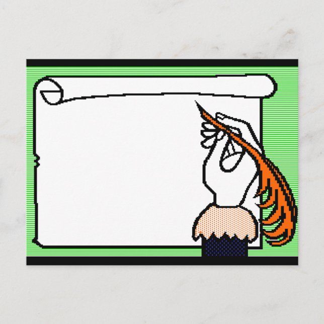Quill, writing instrument postcard (Front)