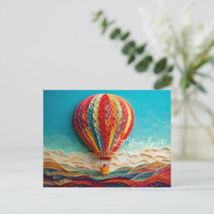 Quilled Hot Air Balloon Art Postcard