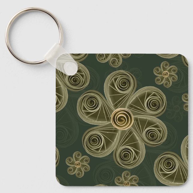 Quilled Woodland Floral Pattern Keychain (Front)