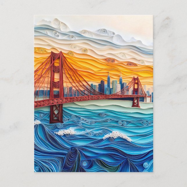 Quilling Golden Gate Bridge in San Francisco Postcard (Front)