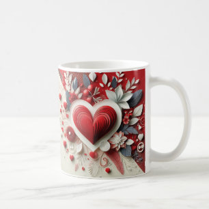 Quilling Hearts Flowers Design Valentine's Day Coffee Mug