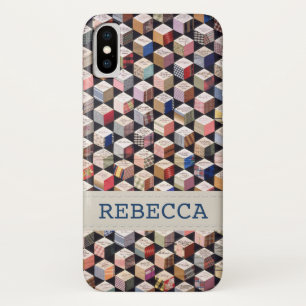 Quilt   Antique Tumbling Blocks Patchwork iPhone X Case