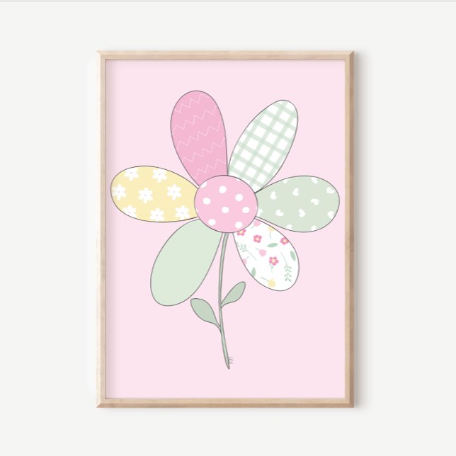 Quilt Art Print Set: Flower on Pink Background (Creator Uploaded)