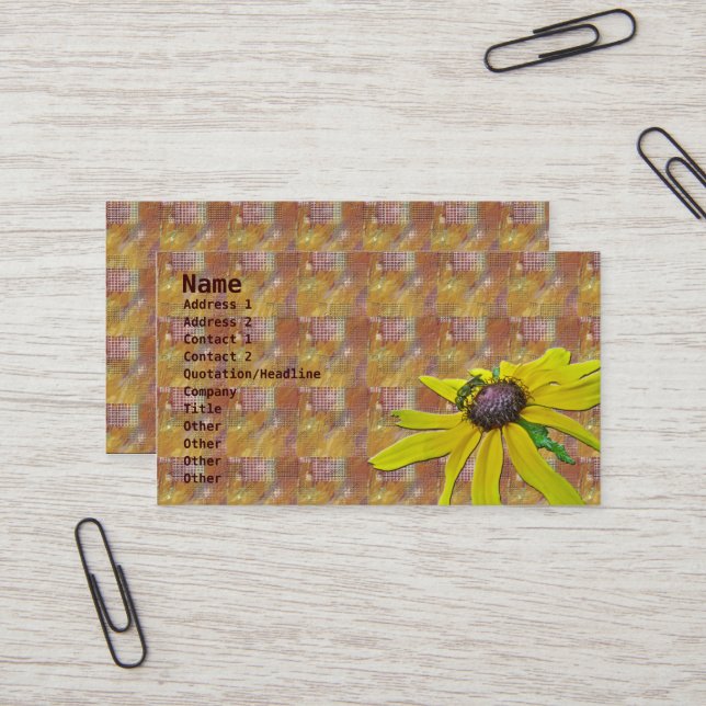 Quilt, Bee, and Black Eyed Susan Business Card (Front/Back In Situ)