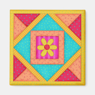 Quilt Block Art Square Magnet