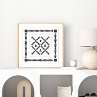 Quilt Block Geometric Design in Black and White