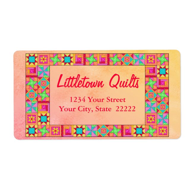 Quilt Block Patchwork Business Address Label (Front)