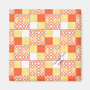 Quilt Block Pattern "Autumn Tints" Square Magnet