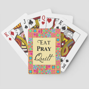 Quilt Blocks Border Art Eat Pray Quilt Yellow Playing Cards
