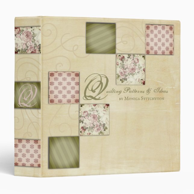 quilt blocks quilter quilting personalized pattern binder (Front/Spine)