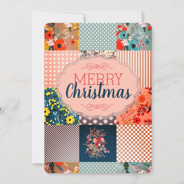 Quilt blocks quilter seamstress Christmas Holiday Card (Front)