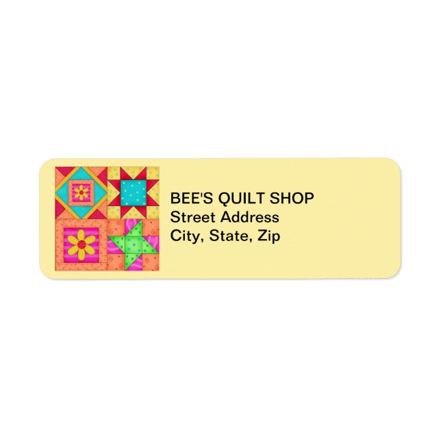 Quilt Blocks Yellow Return Address Label (Front)