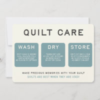 Quilt Care Card - Vintage Blue Design