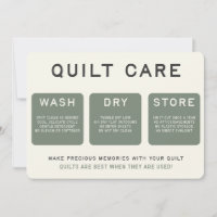 Quilt Care Card - Vintage Inspired Text