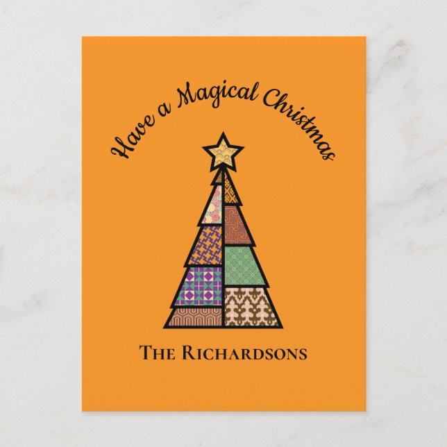 Quilt Christmas Tree Christmas Postcard (Front)