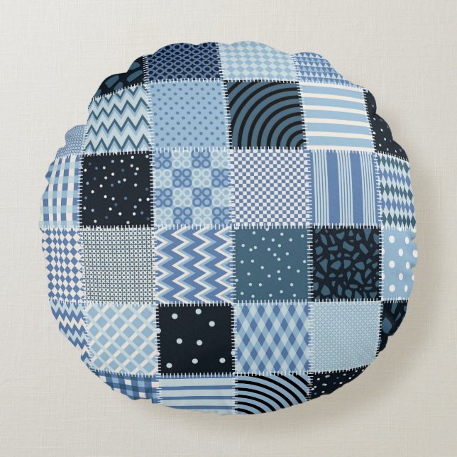 Quilt design. Seamless patchwork pattern from stit Round Pillow (Front)