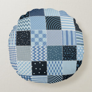 Quilt design. Seamless patchwork pattern from stit Round Pillow