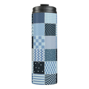 Quilt design. Seamless patchwork pattern from stit Thermal Tumbler