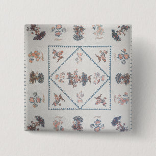 Quilt in 'Broderie Perse', c.1800 (applied, printe 2 Inch Square Button